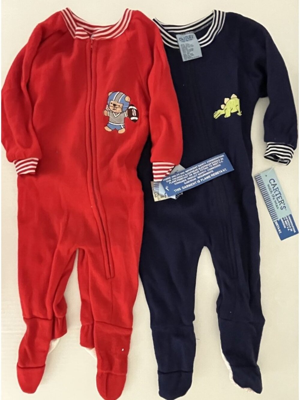 Carter's Boy's 12 months Fleece Blanket Sleeper Footed Lot of 2 NWT FLAW